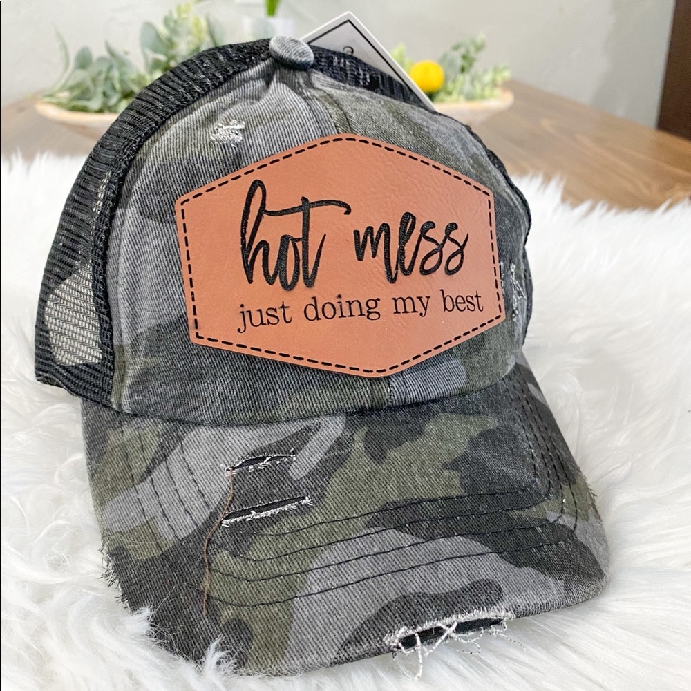 Black camo C.C Criss cross ponytail mom cap